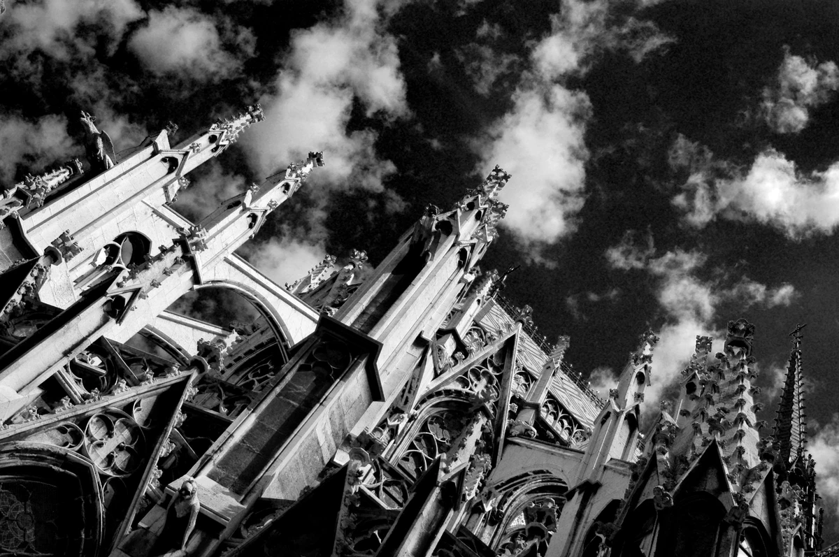 Gothic sky black and white fine art photograph by Francis Keating